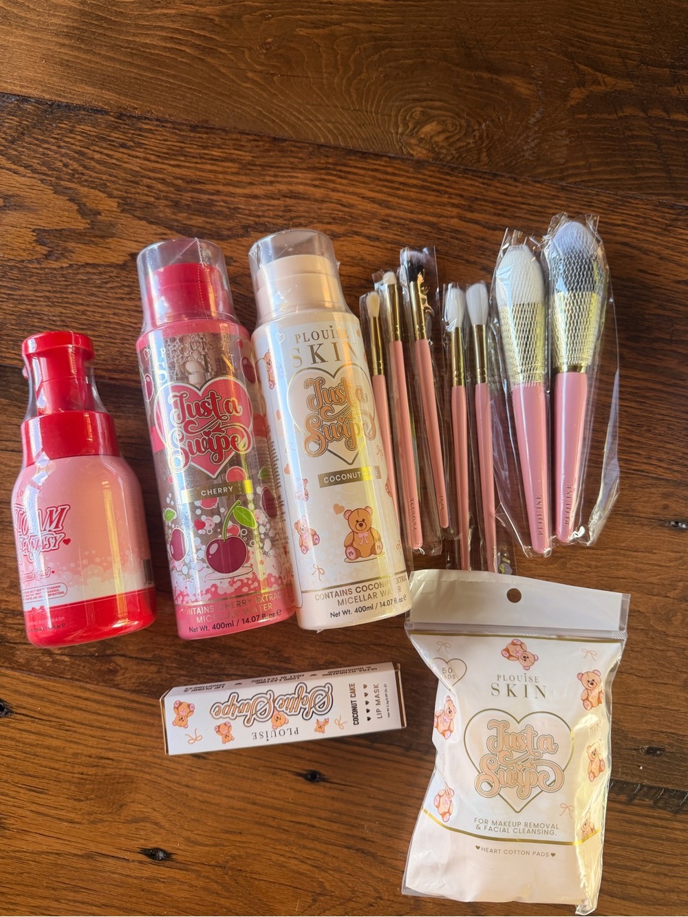 P Louise Skincare Bundle lot Micellar Water Brushes Lip Mask Body Wash Coconut